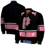 pittsburgh pirates pink ribbon black pink bomber jacket best selling
