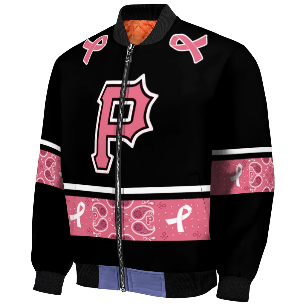 pittsburgh pirates pink ribbon black pink bomber jacket fashion forward pittsburgh pirates pink ribbon black pink bomber jacket fashion forward