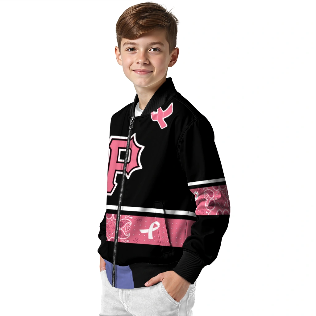 pittsburgh pirates pink ribbon black pink bomber jacket trendy pittsburgh pirates pink ribbon black pink bomber jacket trendy