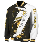 pittsburgh pirates ripped bolt black white varsity jacket best selling