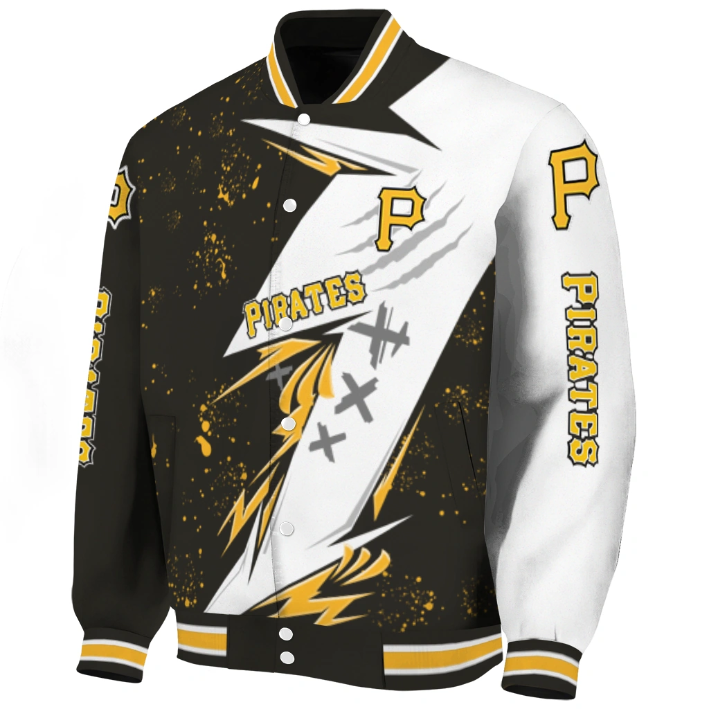 pittsburgh pirates ripped bolt black white varsity jacket best selling pittsburgh pirates ripped bolt black white varsity jacket best selling