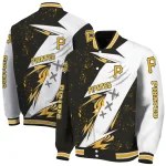 pittsburgh pirates ripped bolt black white varsity jacket best selling