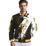 pittsburgh pirates ripped bolt black white varsity jacket best selling