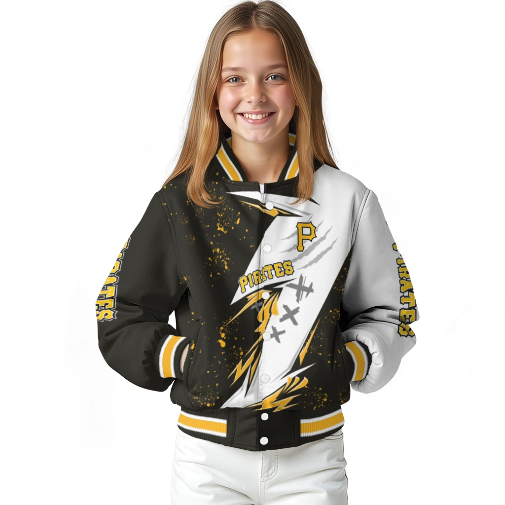 pittsburgh pirates ripped bolt black white varsity jacket top rated pittsburgh pirates ripped bolt black white varsity jacket top rated