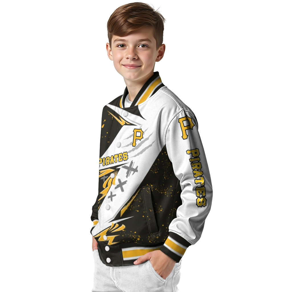 pittsburgh pirates ripped bolt black white varsity jacket trendy pittsburgh pirates ripped bolt black white varsity jacket trendy