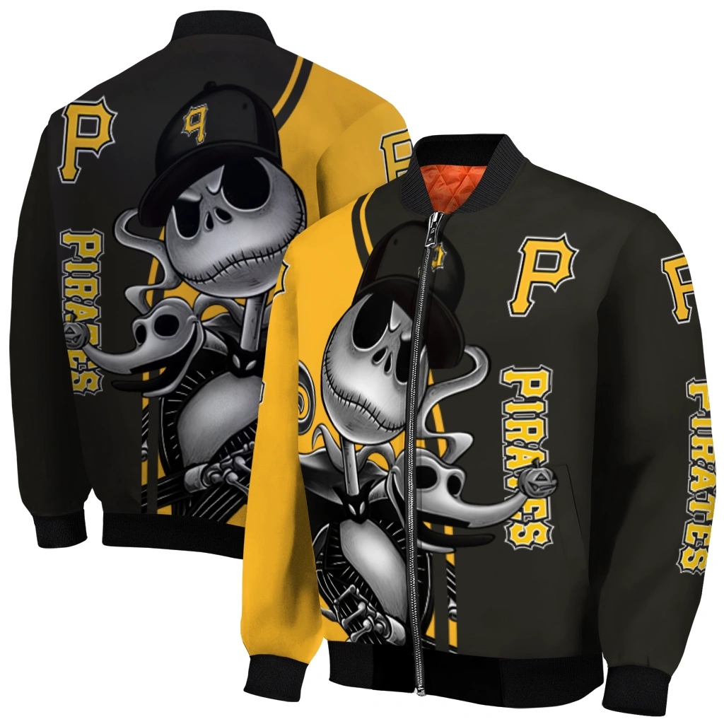 pittsburgh pirates spooky grin black bomber jacket best selling pittsburgh pirates spooky grin black bomber jacket best selling