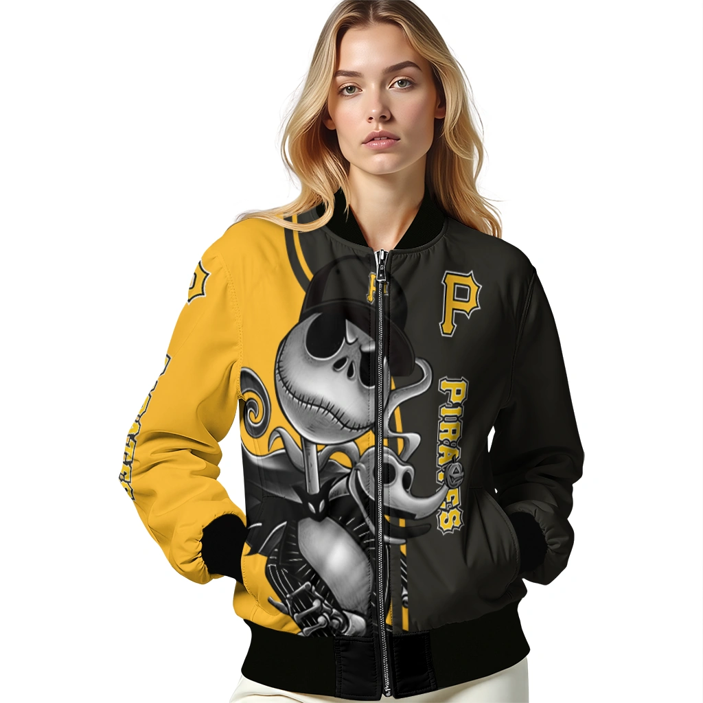 pittsburgh pirates spooky grin black bomber jacket latest model pittsburgh pirates spooky grin black bomber jacket latest model
