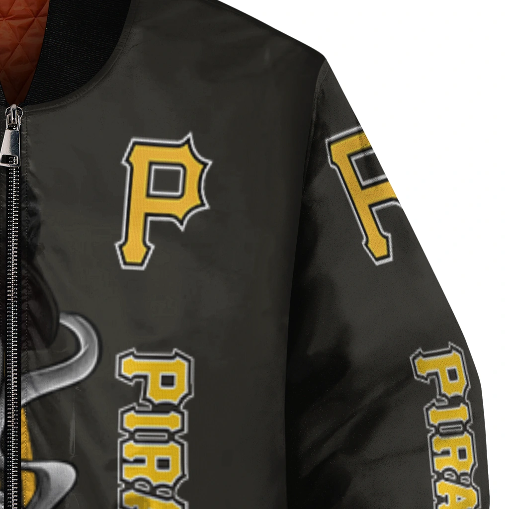 pittsburgh pirates spooky grin black bomber jacket premium grade pittsburgh pirates spooky grin black bomber jacket premium grade