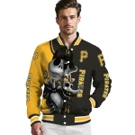 pittsburgh pirates spooky grin black varsity jacket best selling