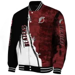portland trail blazers edgy scratch effect red black varsity jacket best selling