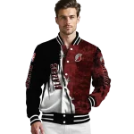 portland trail blazers edgy scratch effect red black varsity jacket best selling
