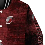 portland trail blazers edgy scratch effect red black varsity jacket best selling