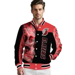 portland trail blazers fire skull red black varsity jacket best selling