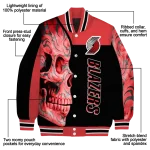 portland trail blazers fire skull red black varsity jacket best selling