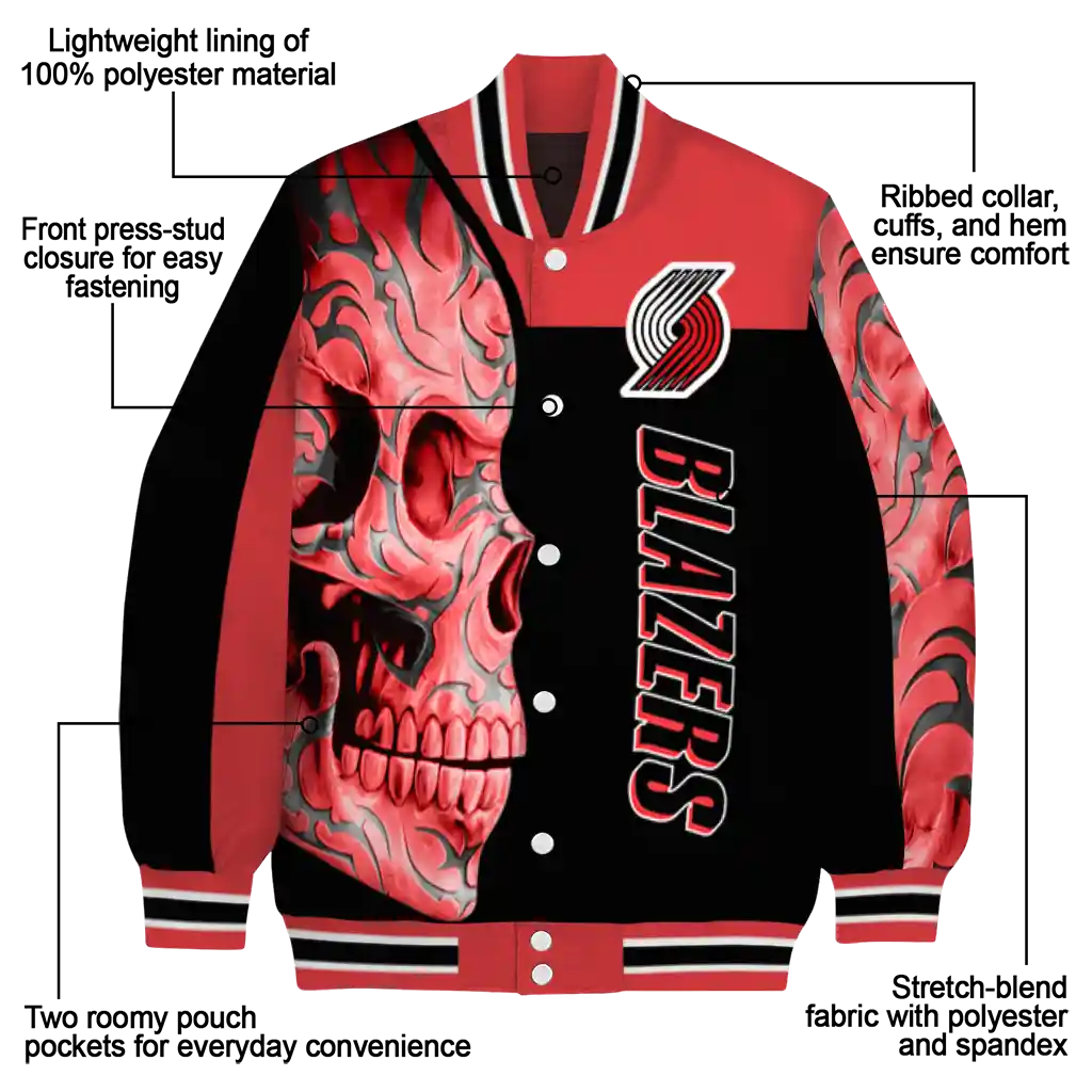 portland trail blazers fire skull red black varsity jacket new arrival portland trail blazers fire skull red black varsity jacket new arrival