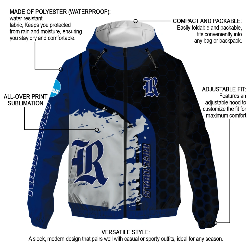 rice owls grid streak navy blue black windbreaker jacket new arrival rice owls grid streak navy blue black windbreaker jacket new arrival