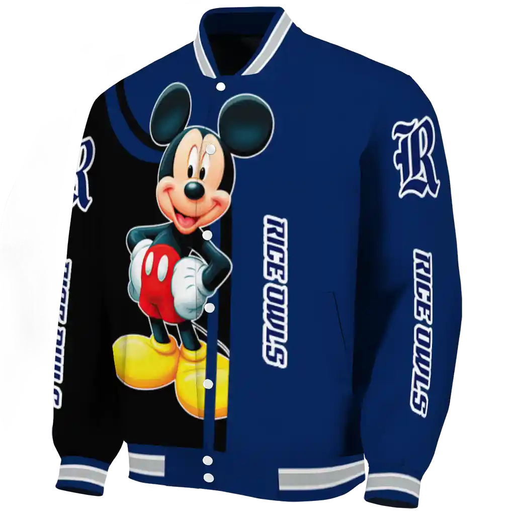 rice owls mickey mouse navy blue varsity jacket best selling rice owls mickey mouse navy blue varsity jacket best selling
