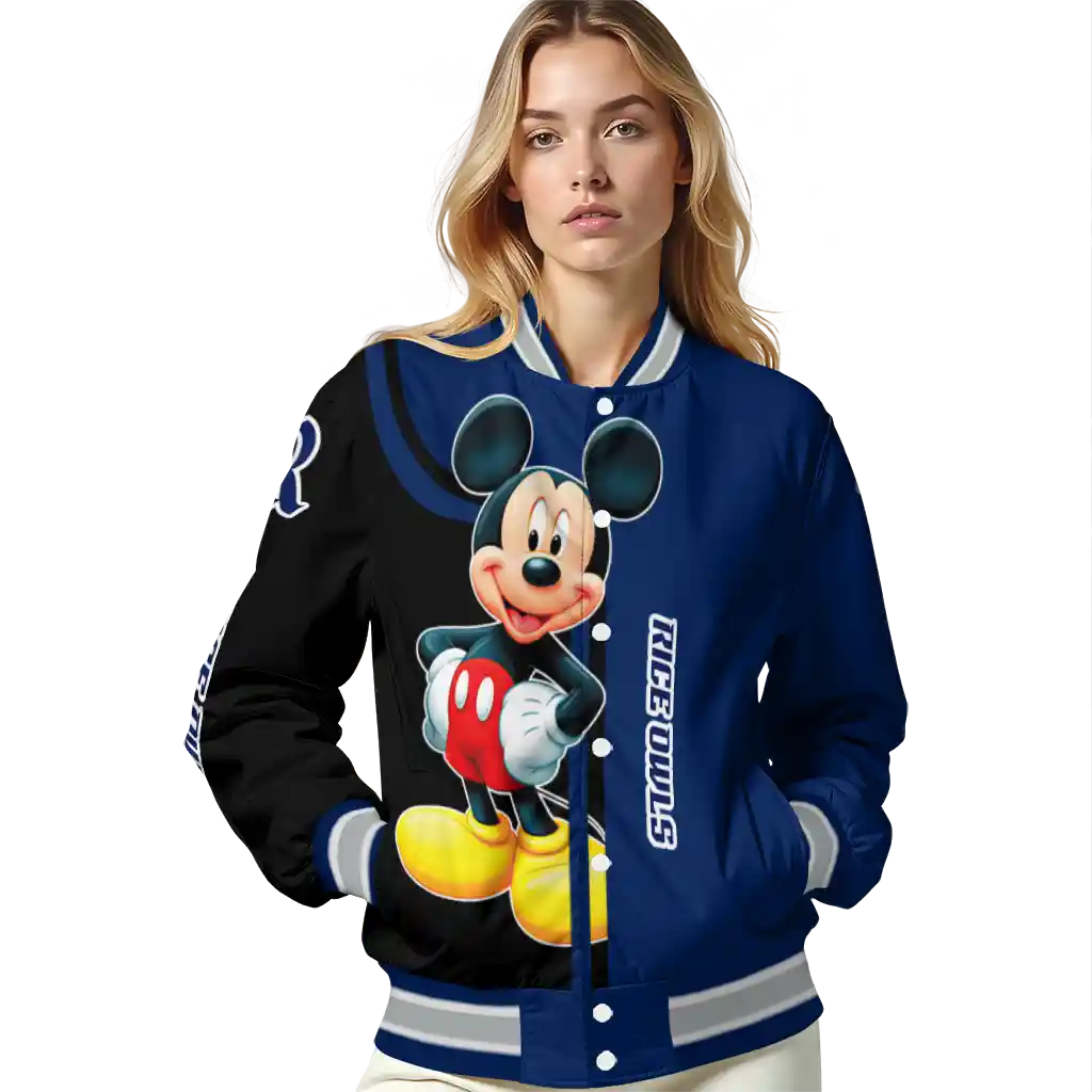 rice owls mickey mouse navy blue varsity jacket latest model rice owls mickey mouse navy blue varsity jacket latest model
