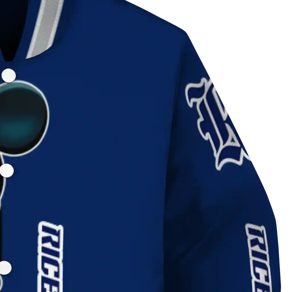 rice owls mickey mouse navy blue varsity jacket premium grade rice owls mickey mouse navy blue varsity jacket premium grade
