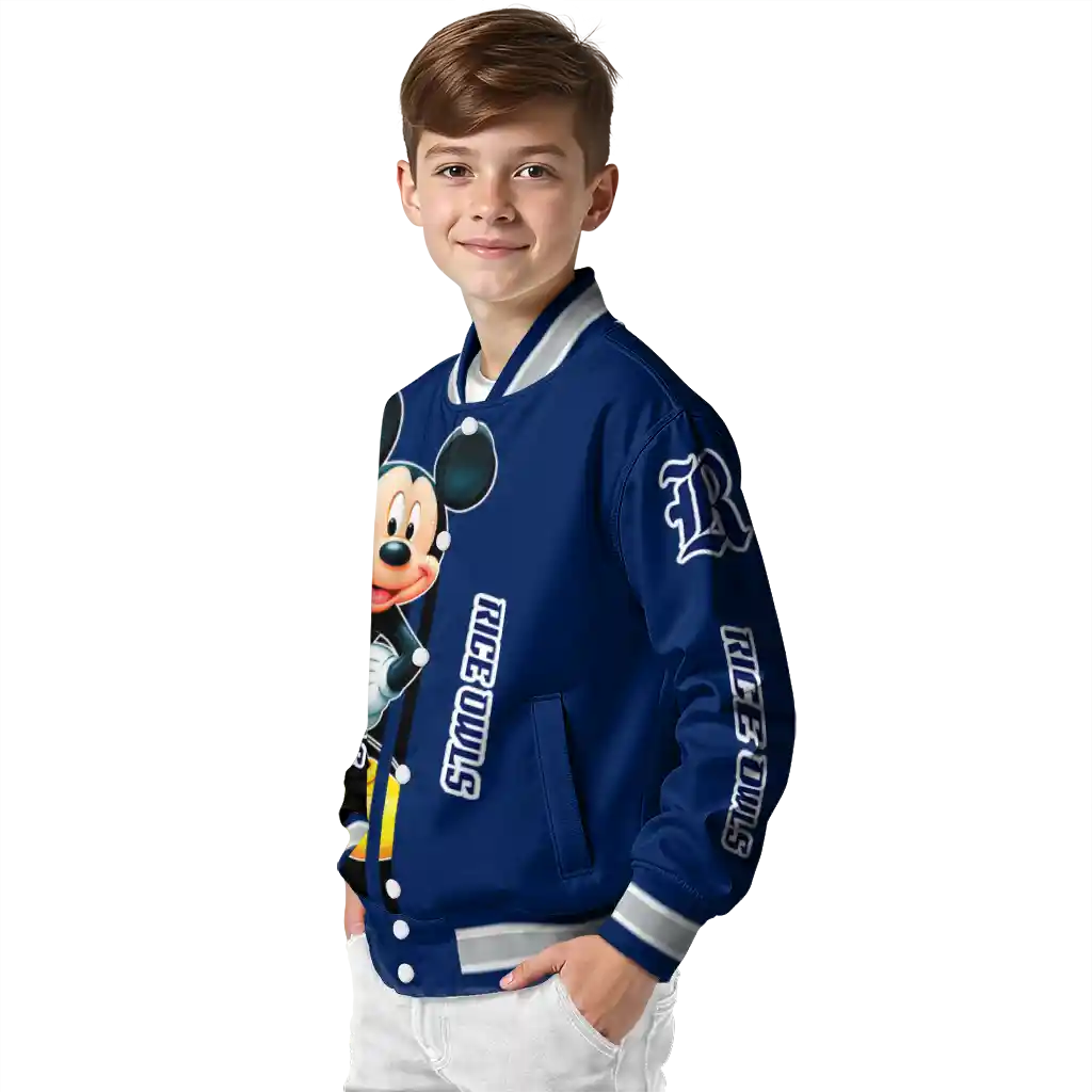 rice owls mickey mouse navy blue varsity jacket trendy rice owls mickey mouse navy blue varsity jacket trendy