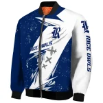 rice owls ripped bolt navy blue white bomber jacket best selling
