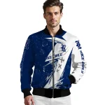 rice owls ripped bolt navy blue white bomber jacket best selling