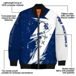 rice owls ripped bolt navy blue white bomber jacket best selling