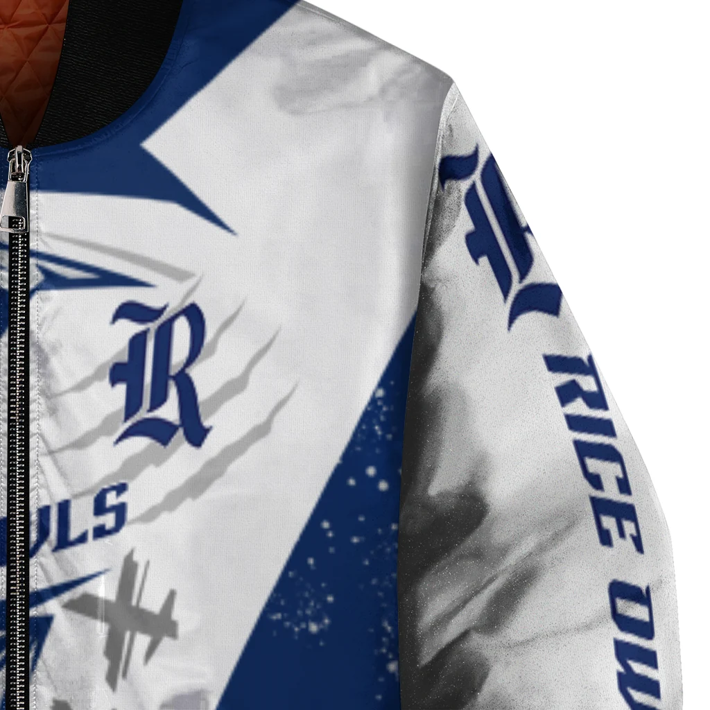 rice owls ripped bolt navy blue white bomber jacket premium grade rice owls ripped bolt navy blue white bomber jacket premium grade