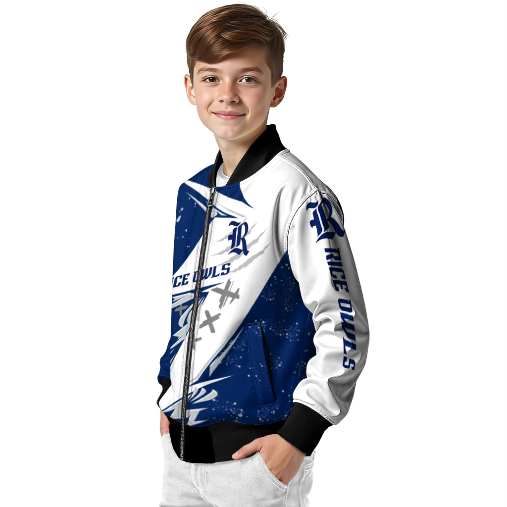 rice owls ripped bolt navy blue white bomber jacket trendy rice owls ripped bolt navy blue white bomber jacket trendy