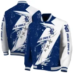 rice owls ripped bolt navy blue white varsity jacket best selling
