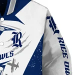rice owls ripped bolt navy blue white varsity jacket best selling