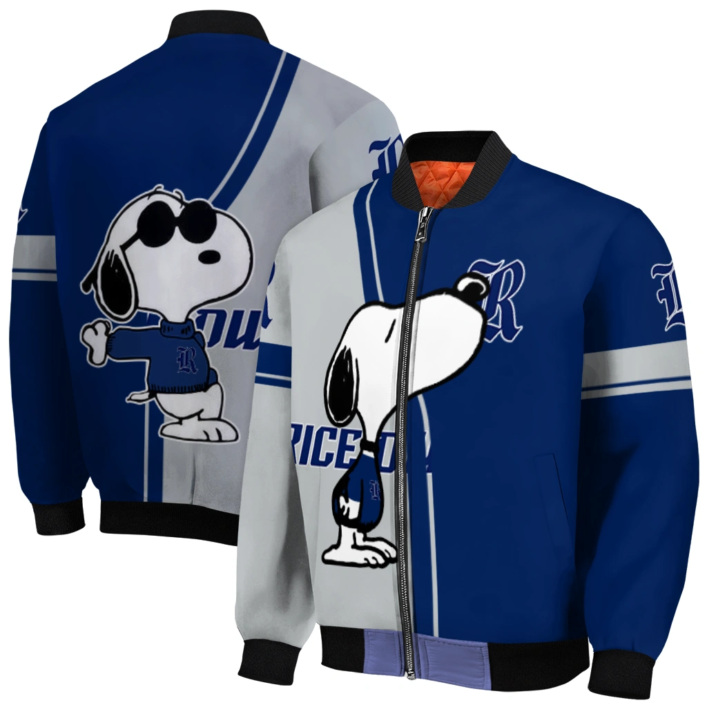 rice owls snoopy attitude navy blue bomber jacket best selling rice owls snoopy attitude navy blue bomber jacket best selling