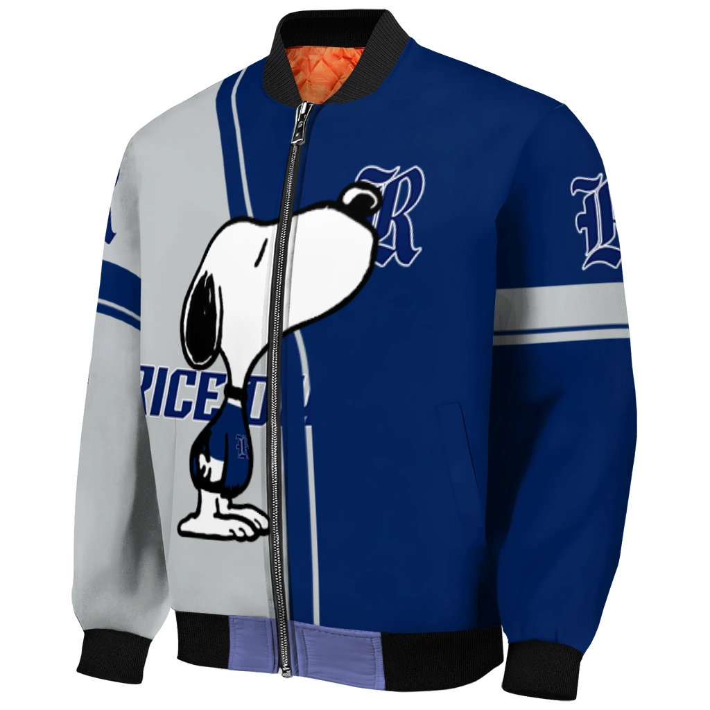 rice owls snoopy attitude navy blue bomber jacket fashion forward rice owls snoopy attitude navy blue bomber jacket fashion forward