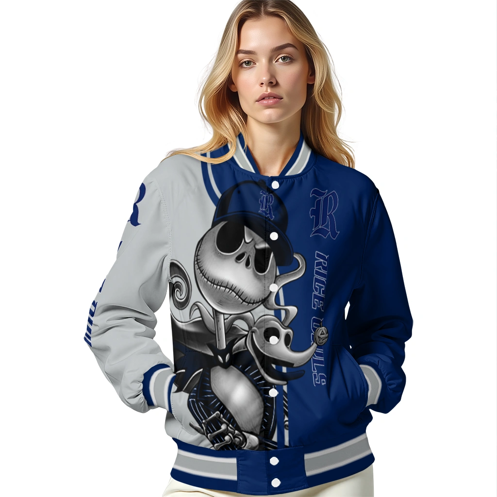 rice owls spooky grin navy blue varsity jacket latest model rice owls spooky grin navy blue varsity jacket latest model