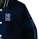 rice owls torn texture print navy blue black varsity jacket best selling