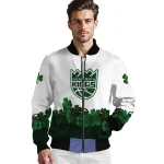sacramento kings clover pattern print white green bomber jacket best selling