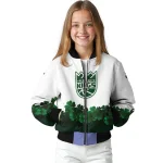 sacramento kings clover pattern print white green bomber jacket best selling