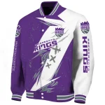 sacramento kings ripped bolt purple white varsity jacket best selling