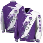sacramento kings ripped bolt purple white varsity jacket best selling