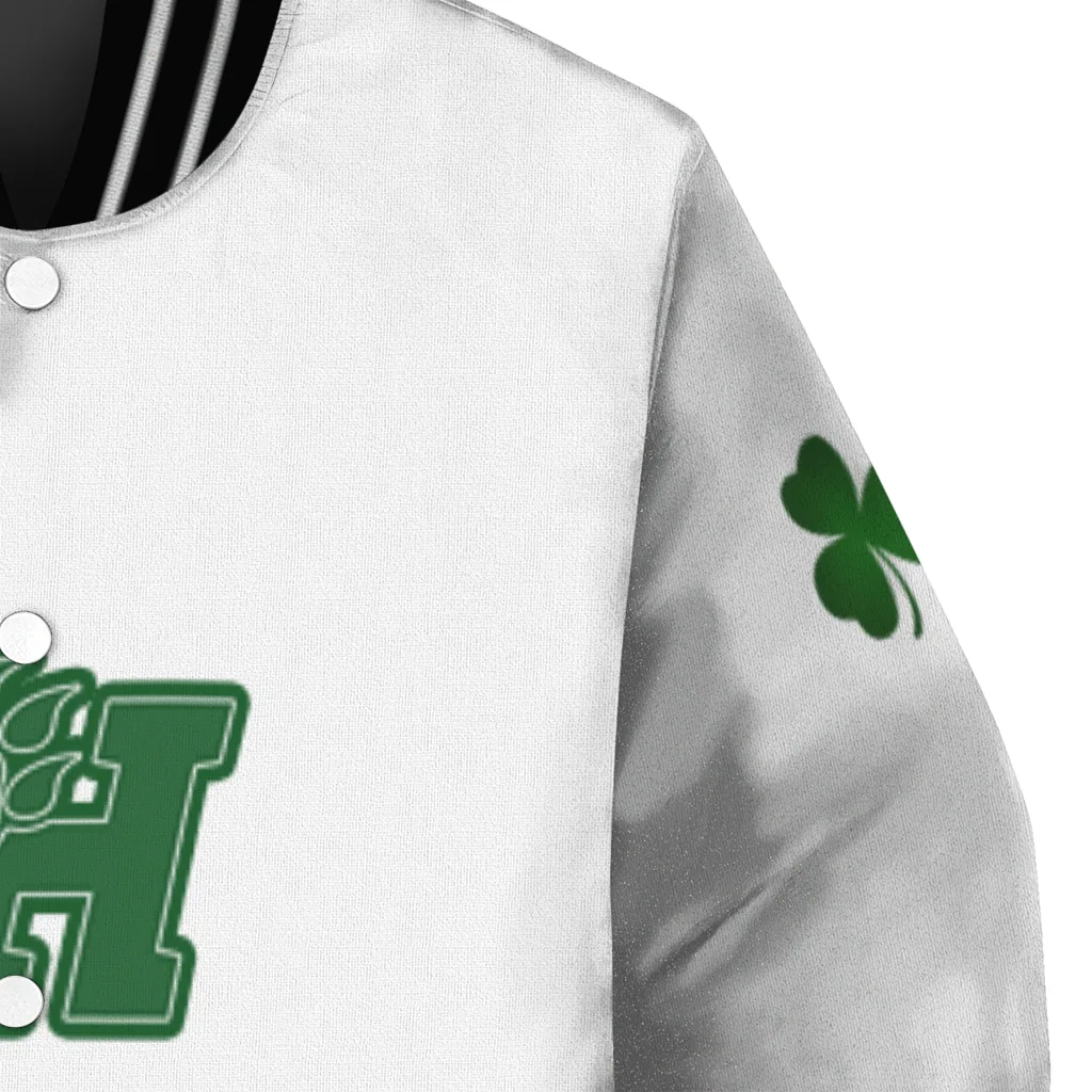 sam houston bearkats clovers pattern white green varsity jacket premium grade sam houston bearkats clovers pattern white green varsity jacket premium grade