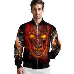 sam houston bearkats inferno skull orange black bomber jacket best selling
