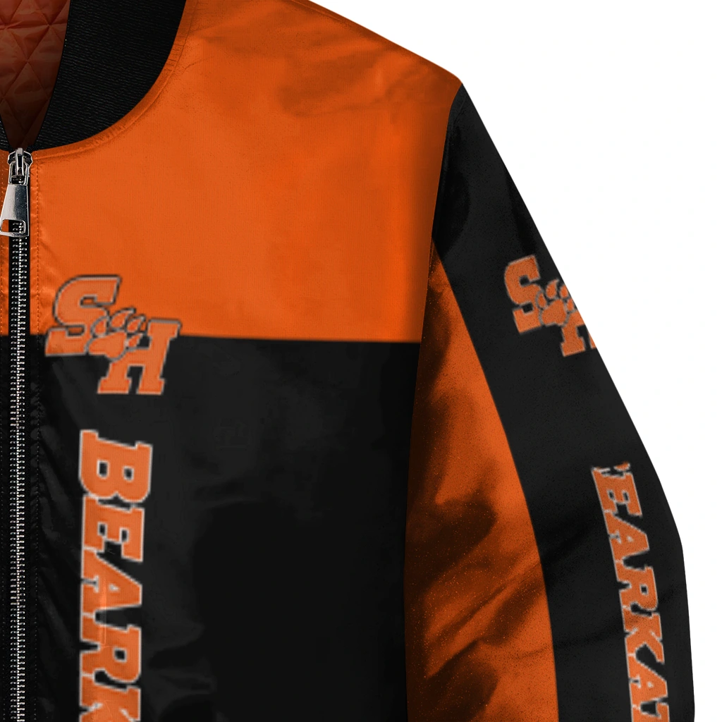 sam houston bearkats intricate skull orange black bomber jacket premium grade sam houston bearkats intricate skull orange black bomber jacket premium grade