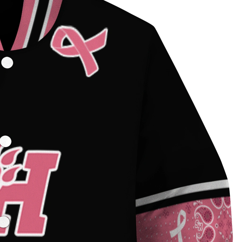 sam houston bearkats pink ribbon black pink varsity jacket premium grade sam houston bearkats pink ribbon black pink varsity jacket premium grade