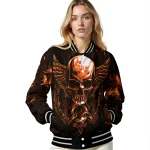 sam houston bearkats skull bite orange black varsity jacket best selling