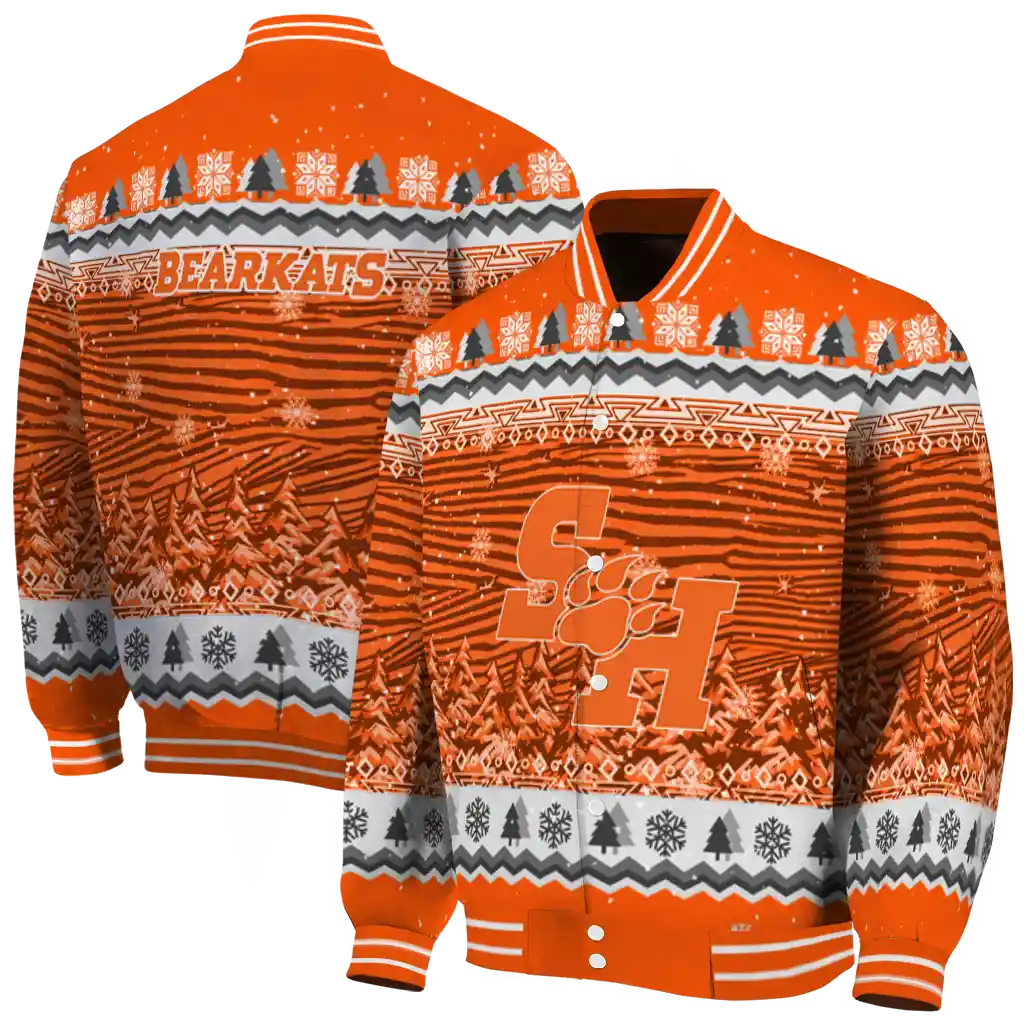 sam houston bearkats snowy pines orange varsity jacket fashion forward sam houston bearkats snowy pines orange varsity jacket fashion forward