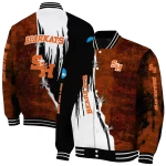 sam houston bearkats torn texture print orange black varsity jacket best selling