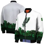 san antonio spurs clover pattern print white green bomber jacket best selling