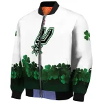 san antonio spurs clover pattern print white green bomber jacket best selling