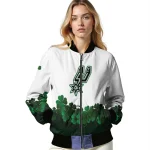 san antonio spurs clover pattern print white green bomber jacket best selling