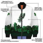 san antonio spurs clover pattern print white green bomber jacket best selling